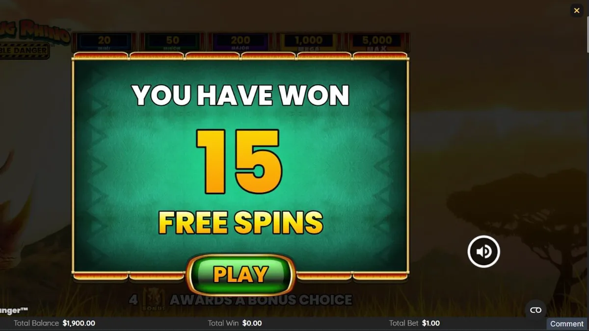 Raging Rhino Double Danger Slot Gameplay